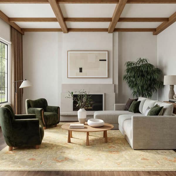 Antique Bloom Sage Multicolor 10 ft. x 13 ft. Medallion Traditional Area Rug