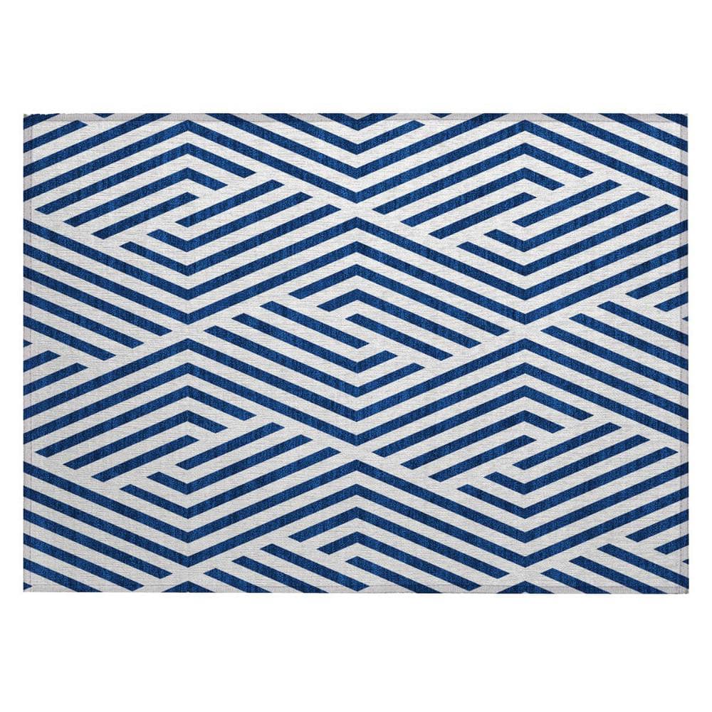 Navy and White 2 ft. x 3 ft. Woven Geometric Rectangle Indoor/Outdoor Area Rug price history on PriceWatchPro