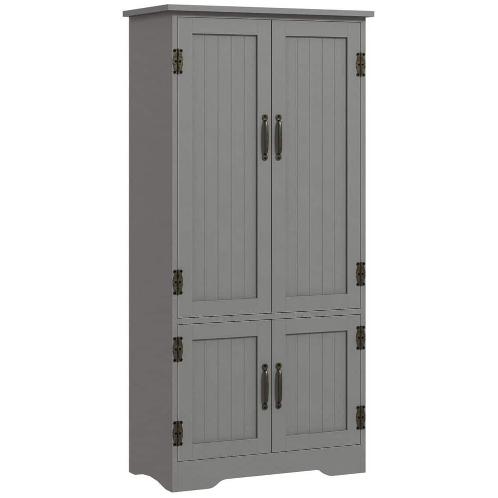 48.5 in. Compact Farmhouse Kitchen Pantry - 2-Adjustable Shelves Gray