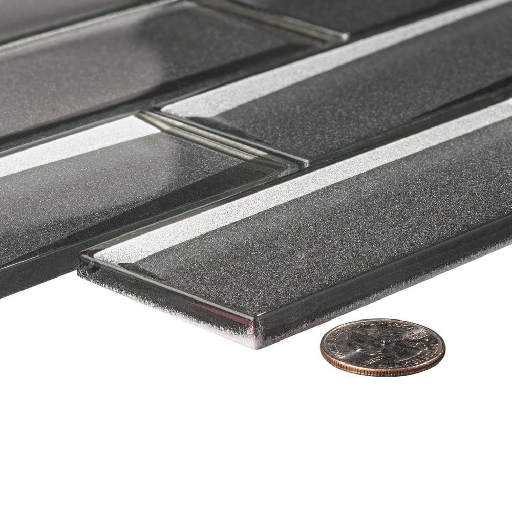 Daazen 11.75'' x 12'' Polished Gray Glass Mosaic Tile Sheet