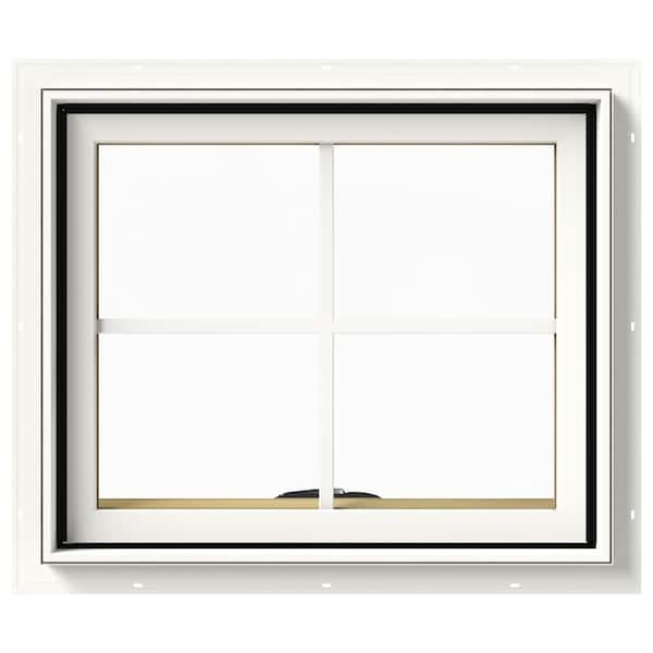JELD-WEN 24 in. x 20 in. W-2500 Series White Painted Clad Wood Awning Window w/ Natural Interior and Screen