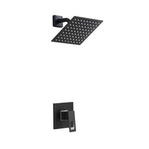 1-Spray Patterns with 1.5 GPM 7.87 in. Wall Mount Square Fixed Shower Head Adjustable Temperature Flow in Matte Black