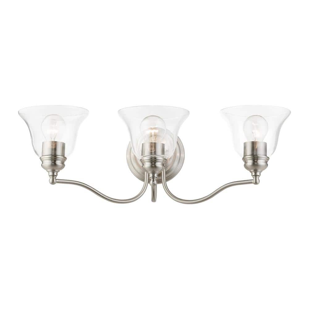 Moreland Brushed Nickel 3-Light Vanity Sconce with Handblown Glass