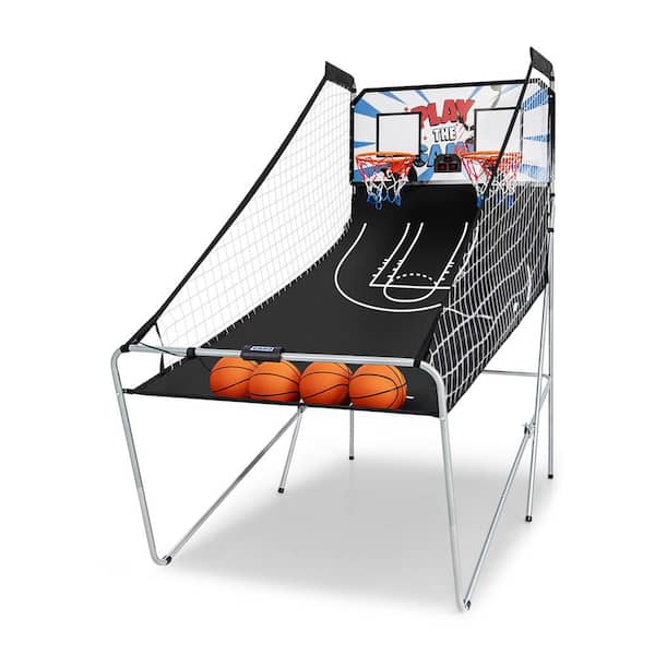 Black Foldable Dual Shot Basketball Arcade Game 1-Player to 4-Player Basketball Game with Electronic Scoring System