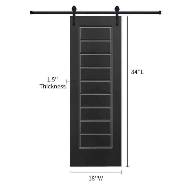 AIOPOP HOME Modern Eight Panel 21 in. x 84 in. MDF Black Barn Sliding Door With Hardware kit
