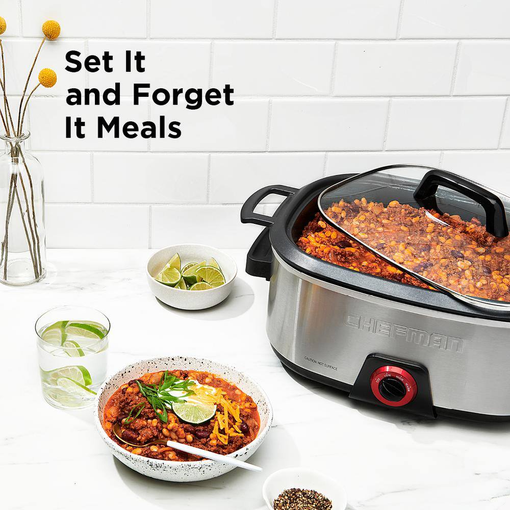 Chefman 6-Quart Stainless Steel Nonstick Slow Cooker