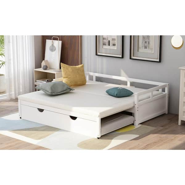 To King Extendable Wood Daybed, Twin To King Size Trundle Bed