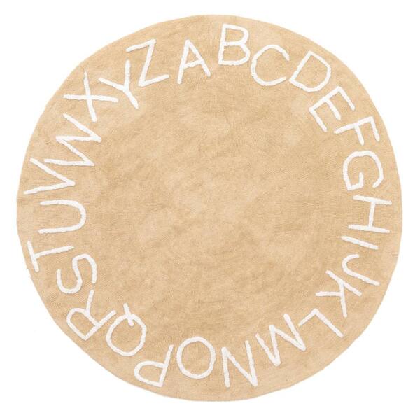 nuLOOM Kids Washable Round Alphabet Rug Beige 3 ft. x 5 ft. Accent Rug