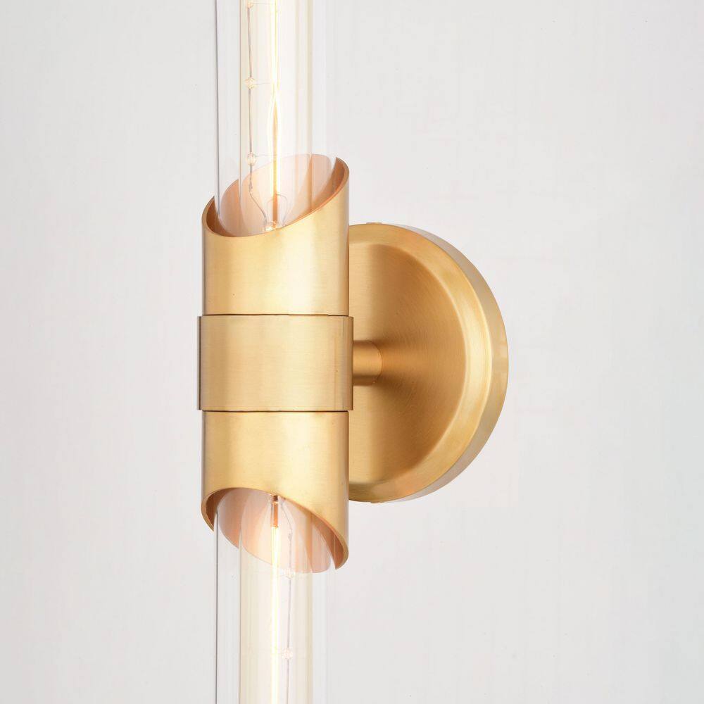 Webster Natural Brass Cylinder Dimmable Vanity Light