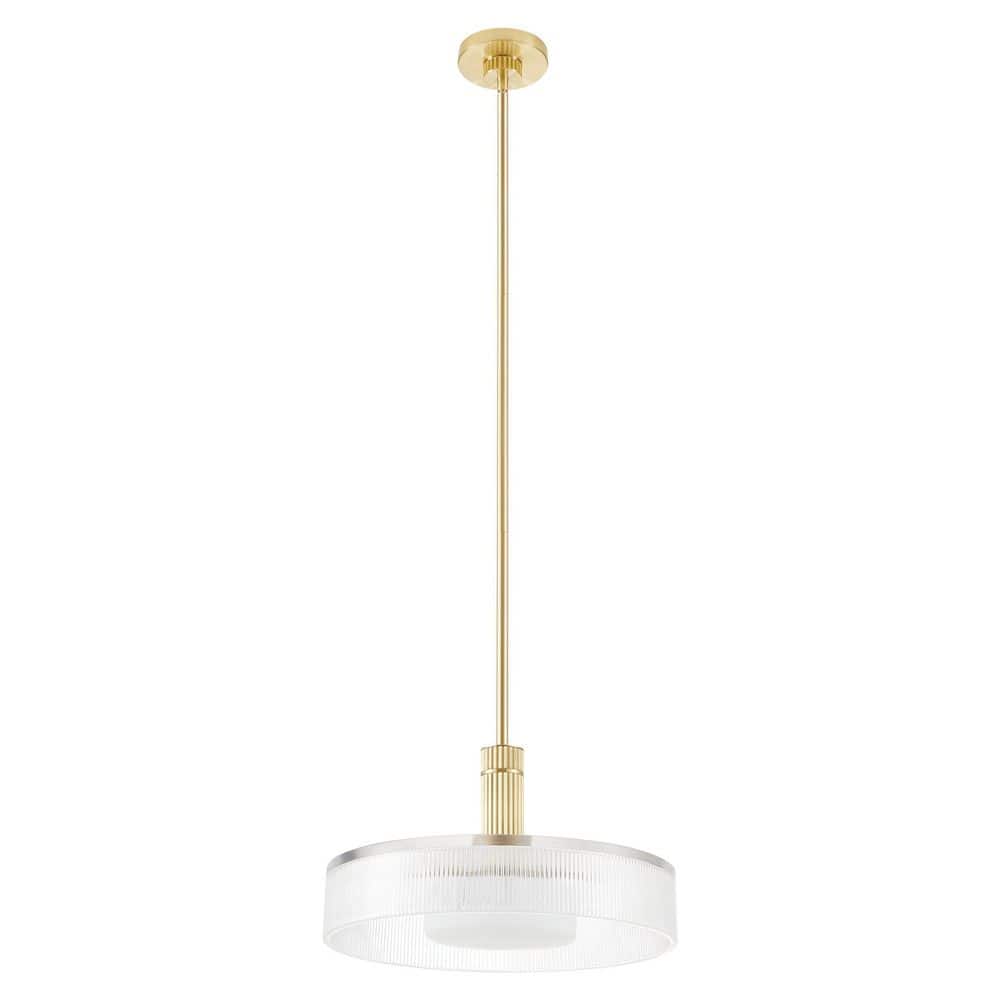 Como 18-inch 1-light Champagne Gold Convertible Pendant with Clear Ribbed and Opal Glass Shade price history on PriceWatchPro