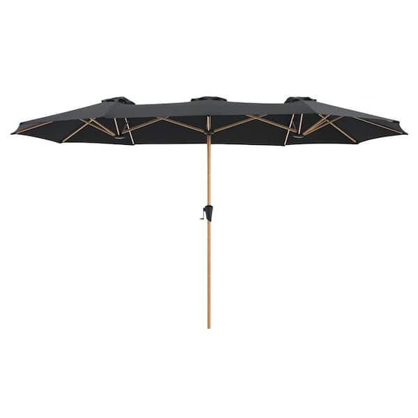 fade resistant black patio umbrella PURPLE LEAF Sunbrella 12FT Outdoor Umbrella Spectrum Denim duty rolling base with 8 wheels PURPLE LEAF 8 ft Stylish