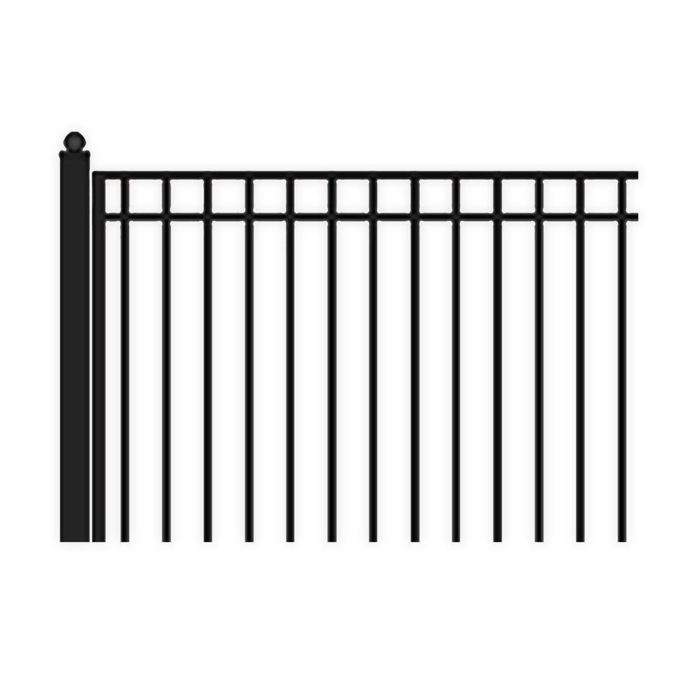 Madrid Style Black Steel Garden Fence Panels, 8 x 5 Feet, Set of 2