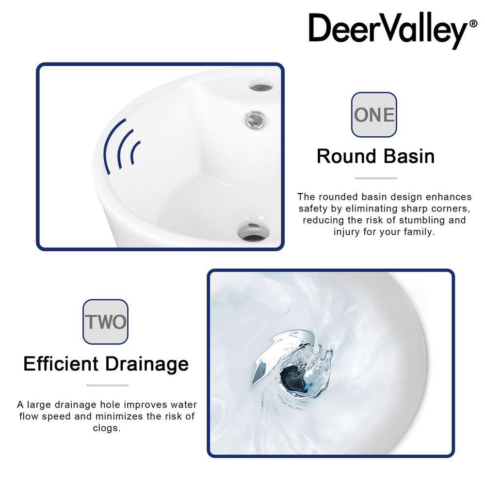 33.66" Tall White Ceramic Pedestal Bathroom Sink