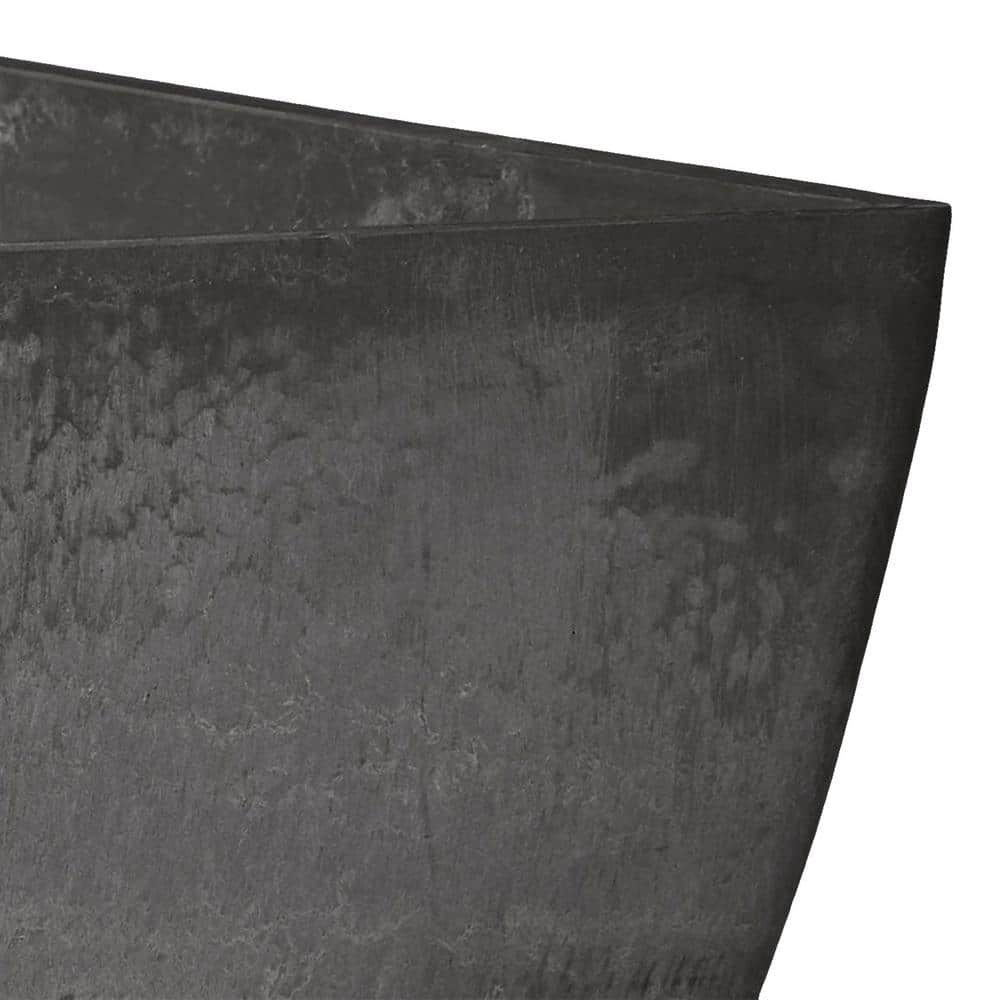 Dark Charcoal Recycled Plastic Square Planter, 16 x 16 x 13 Inches