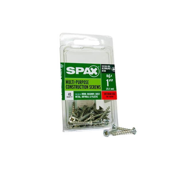 SPAX #6 x 1 in. Interior Flat Head Wood Screws Construction Phillips / Square (40 EA)