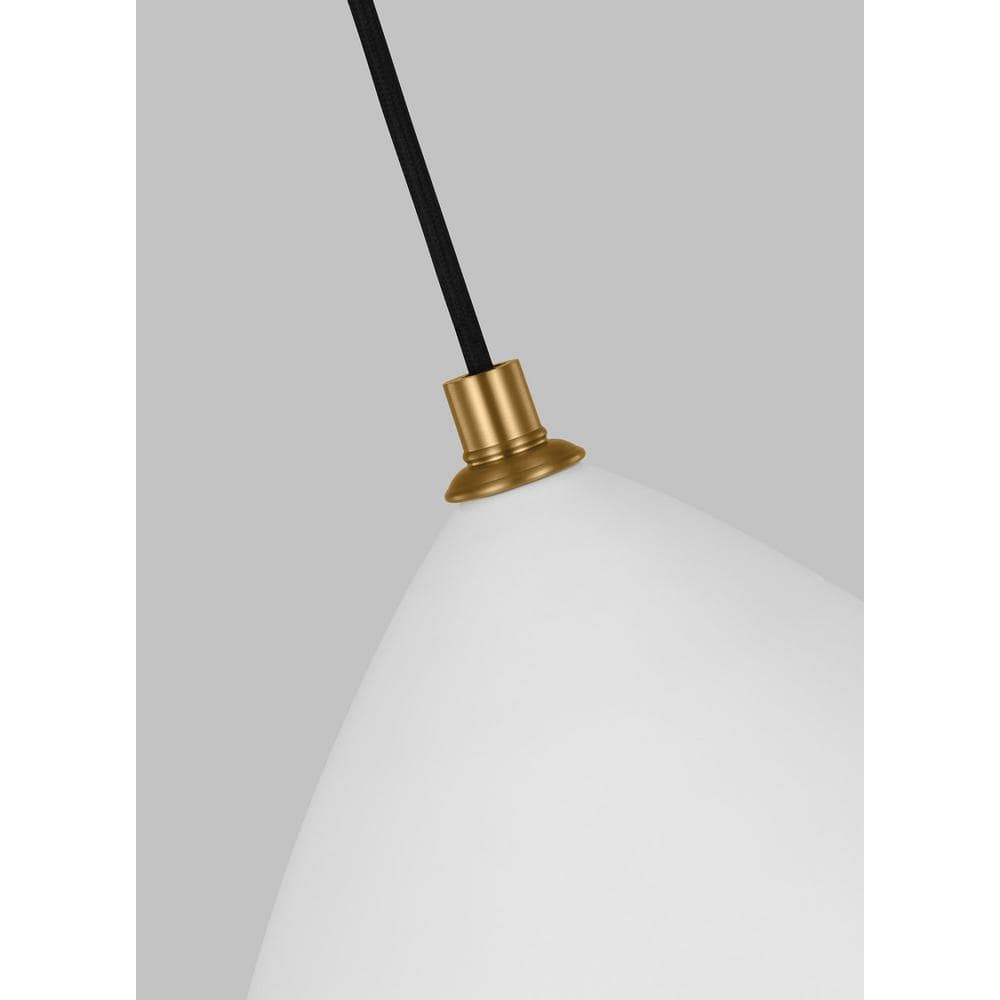 Matte White Teardrop Pendant Light with Aged Iron Shade