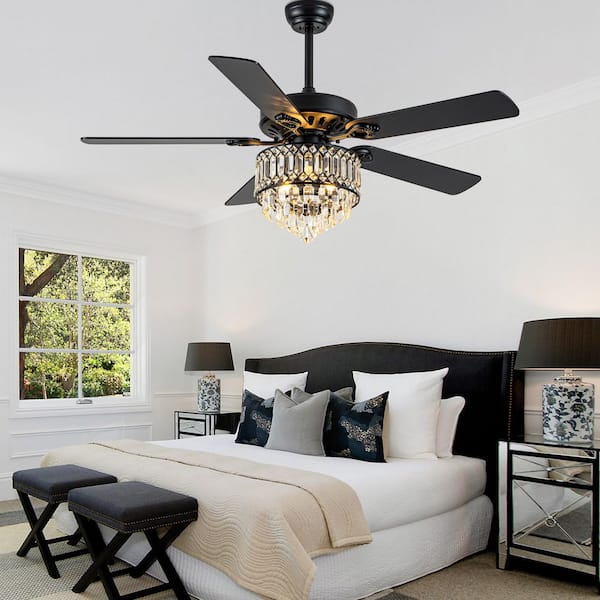 Oaks Aura Cerello 52 in. Indoor Black Glam Crystal Shade