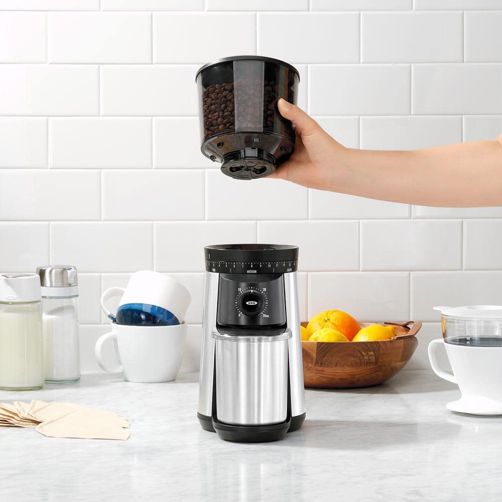 Silver Stainless Steel Conical Burr Coffee Grinder