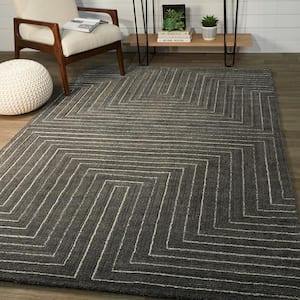 Carmody Charcoal 5 ft. x 7 ft. Modern Stripe Area Rug