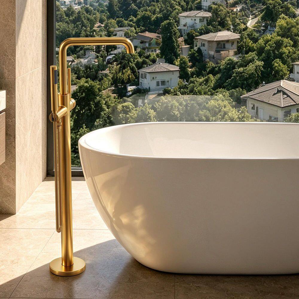 EVERSTEIN Single-Handle Freestanding Tub Faucet with Hand Shower