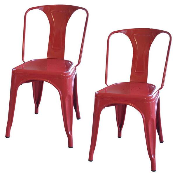 AmeriHome Red Metal Dining Chair (Set of 2)