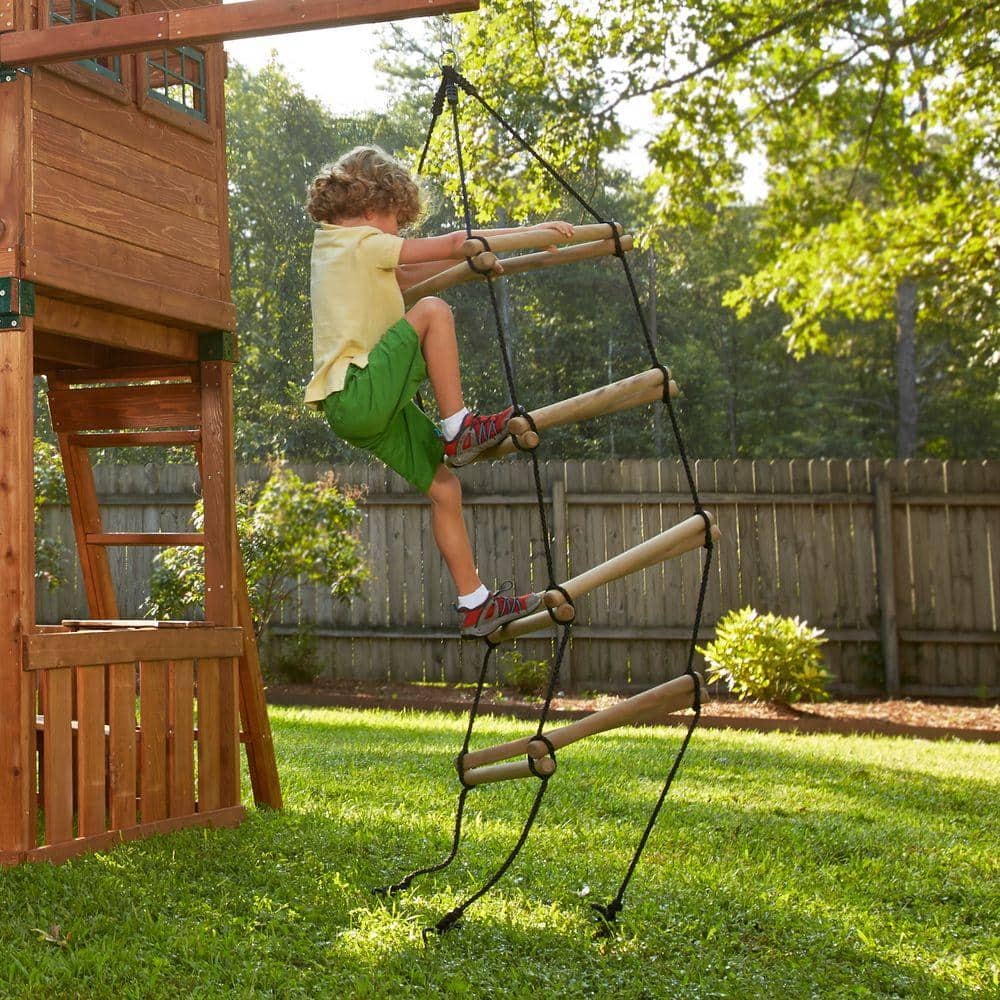 7-Foot Triangle Wood and Rope Climbing Ladder