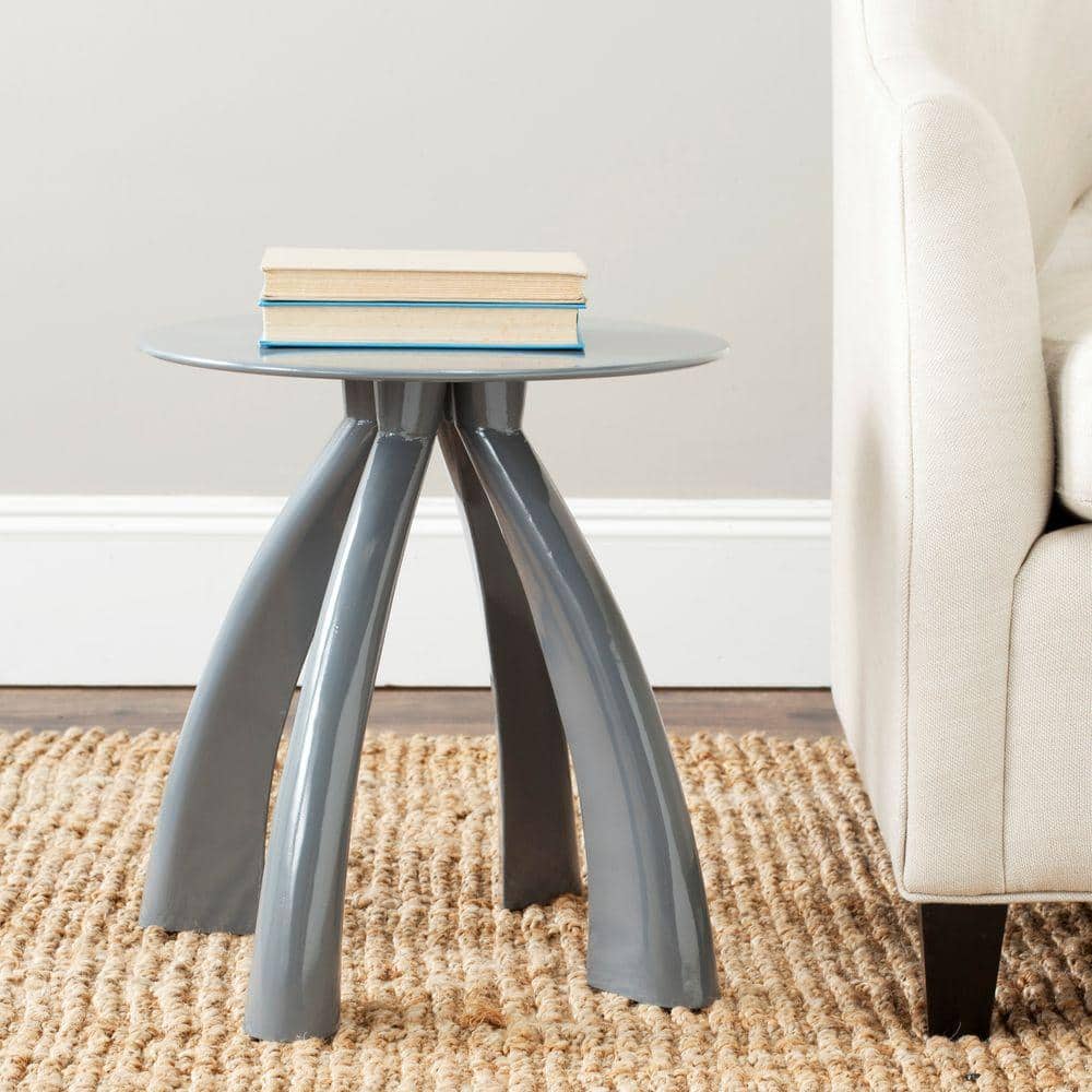 Warm Grey Iron Sculptural Accent Stool