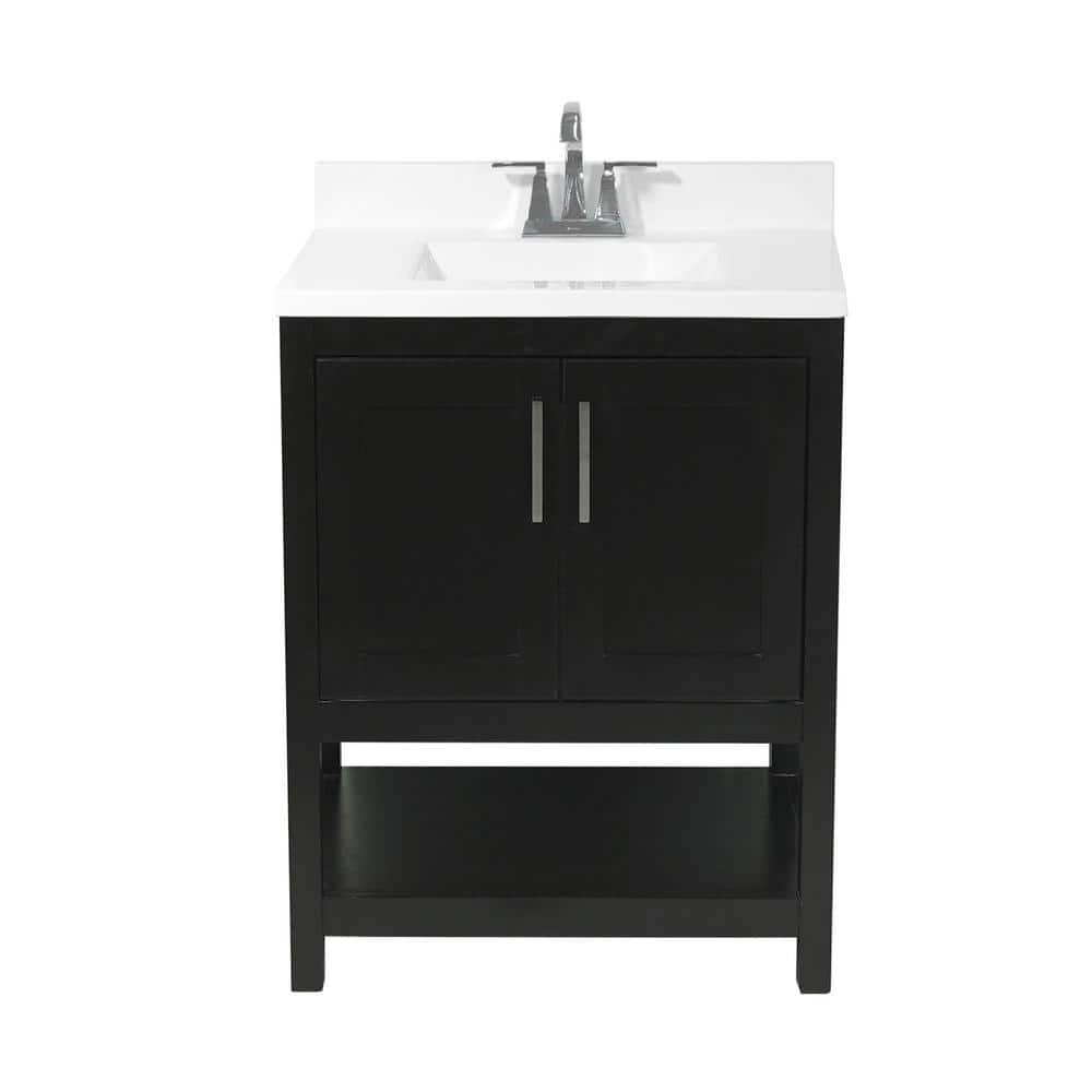 Amluxx Tufino 25 in. Bath Vanity in Espresso with Cultured Marble Vanity  Top with Backsplash in White with White Basin TF24ES-T25WHB - The Home Depot