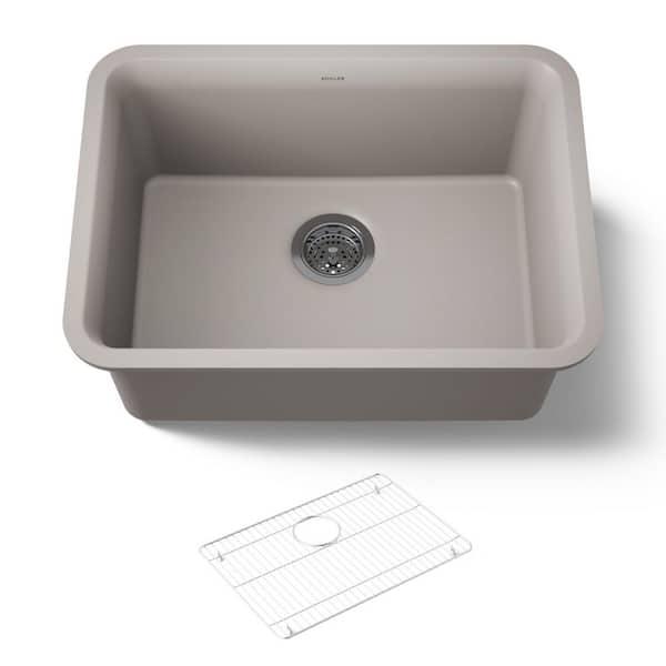KOHLER Cairn 24.5 in. x 18.3125 in. x 9.5 in. Neoroc Granite Composite Undermount Single-Bowl Kitchen Sink in Matte Taupe