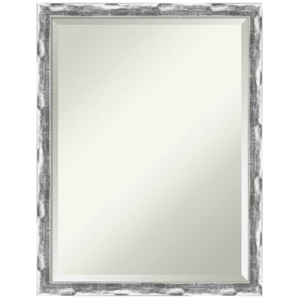 Scratched Wave Chrome 20" x 26" Rectangular Wall Mirror