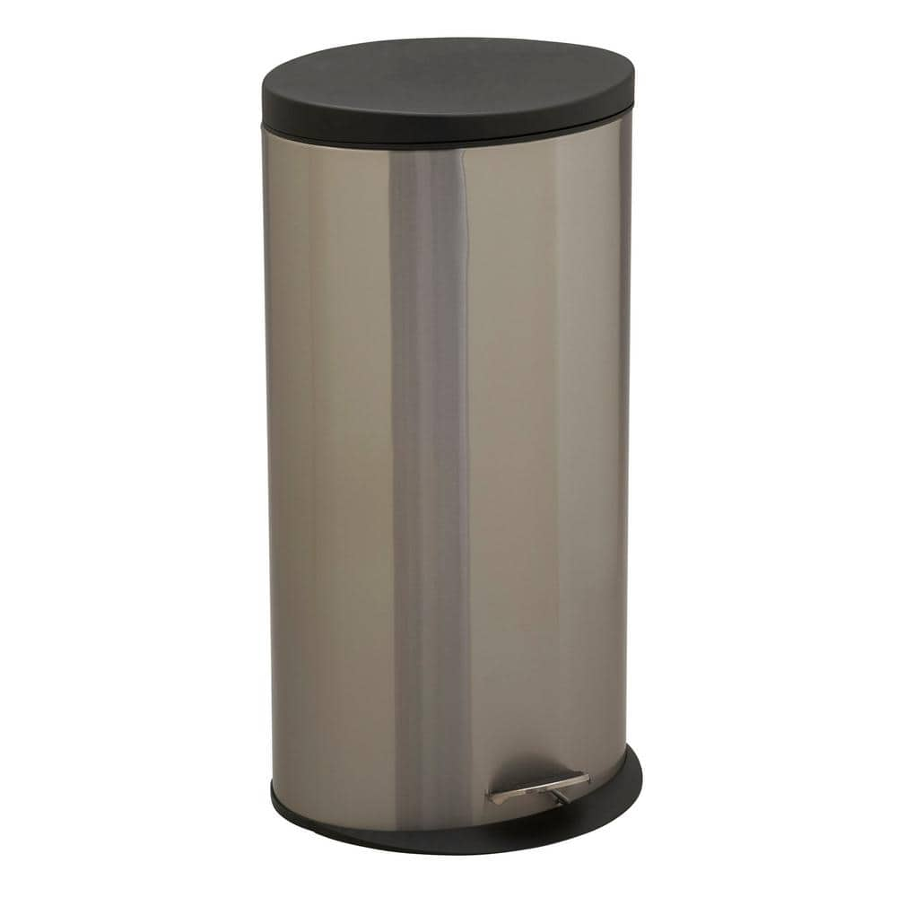  Kitchen Trash Can Brushed Stainless Steel 8 Gallon/30L Step Garbage  Can Small & Tall Waste Basket with Lid & Plastic Inner Bucket Metal Pedal  Recycle Rubbish Bin for Kitchen, Bathroom, Bedroom