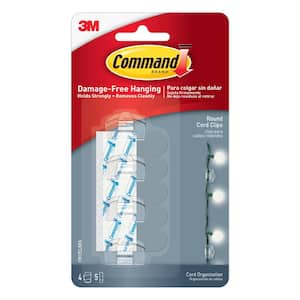 Round Cord Clips, Clear, Damage Free Organizing, 4 Cord Clips and 5 Strips