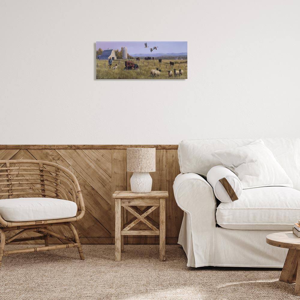 Geese Over Lush Farm Scene by Frank Parker (Young) Unframed Nature Graphic Art Print 10 in. x 24 in. price history on PriceWatchPro