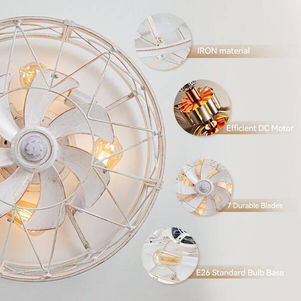 Breezary Webb. 20 in. 4-Light Indoor White/Gold Modern Small Low