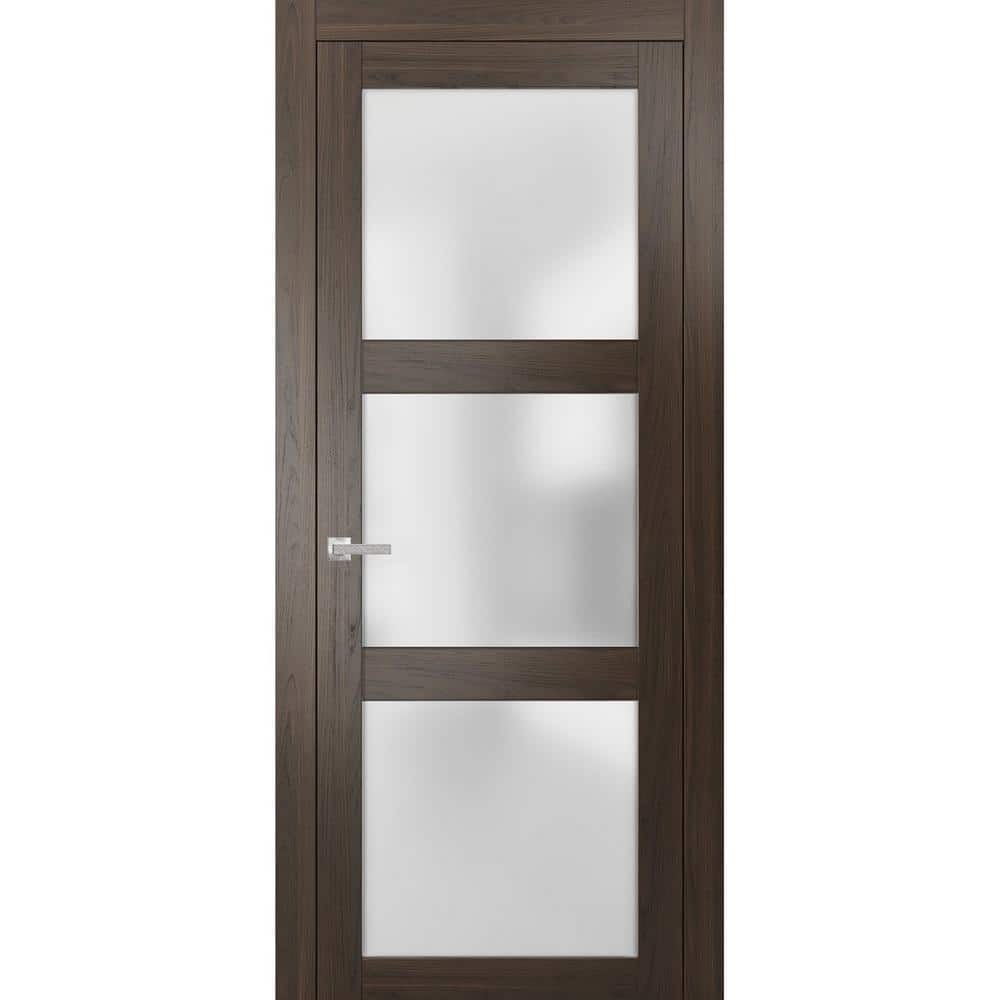 2552 24 in. x 96 in. Right-Hand/Inswing Solid Frosted Glass Chocolate Ash Single Prehung Interior Door with Hardware price history on PriceWatchPro