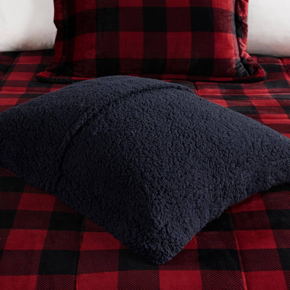 Full Red and Black Buffalo Check Down Alternative Bedspread Set
