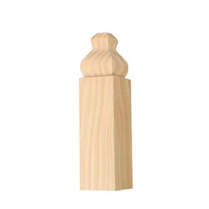Outside Base Trim Block - 4.5 in. H x 1.125 in. Dia. - Sanded Unfinished Pine - DIY Designer Home Decorative Accents