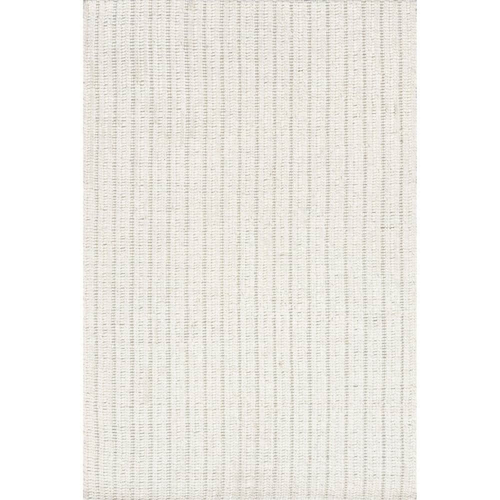 nuLOOM Aaleigha Casual Striped Wool Ivory 5 ft. x 8 ft. Area Rug ...