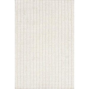 Aaleigha Casual Striped Wool Ivory 5 ft. x 8 ft. Area Rug