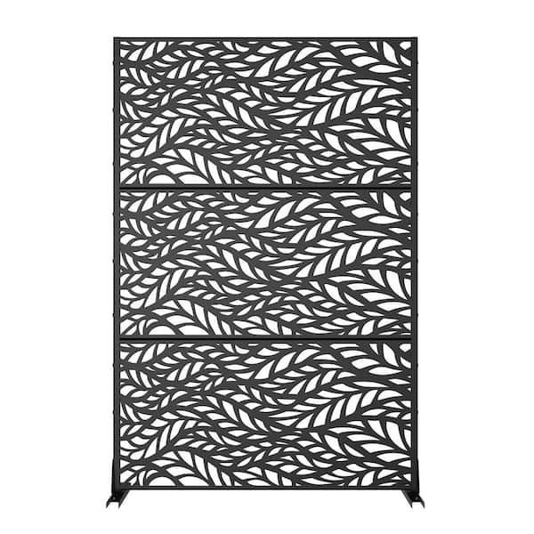 SpassWay 6ft. H x 4ft. W Metal Privacy Screen Fence Panel Black