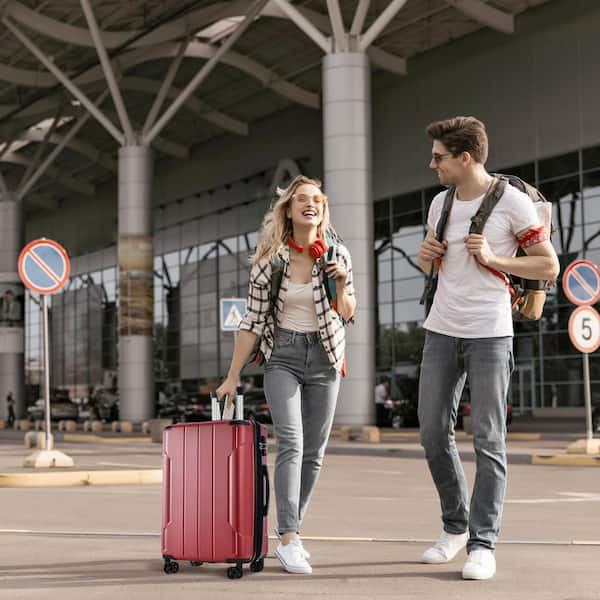 Polibi 3-Piece Red Expandable ABS Hardshell Luggage Set with TSA