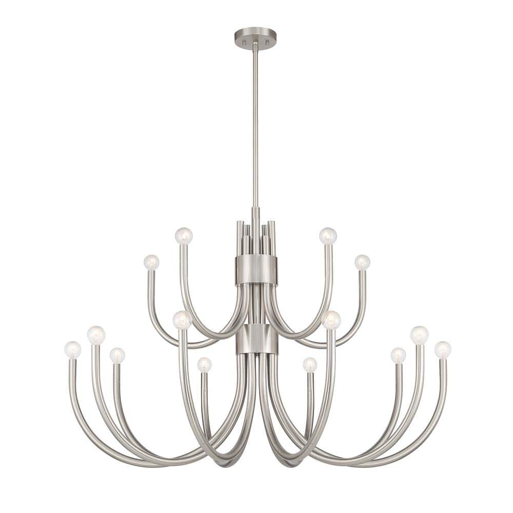 Sorrento 42" Satin Nickel 15-Light Metal Chandelier