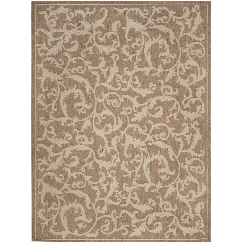 SAFAVIEH Courtyard Brown/Natural 4 ft. x 6 ft. Border Indoor/Outdoor ...