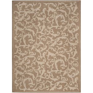 Courtyard Brown/Natural 5 ft. x 8 ft. Border Indoor/Outdoor Patio  Area Rug