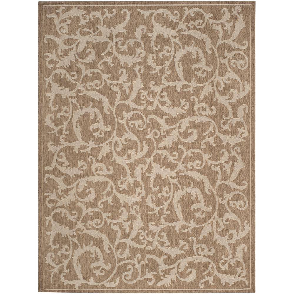 SAFAVIEH Courtyard Brown/Natural 8 ft. x 11 ft. Border Indoor/Outdoor ...