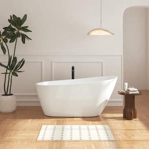 59 in. x 28.7 in. Soaking Bathtub with Brushed Nickel Toe-tap Drain and Integrated Slotted Overflow in Glossy White