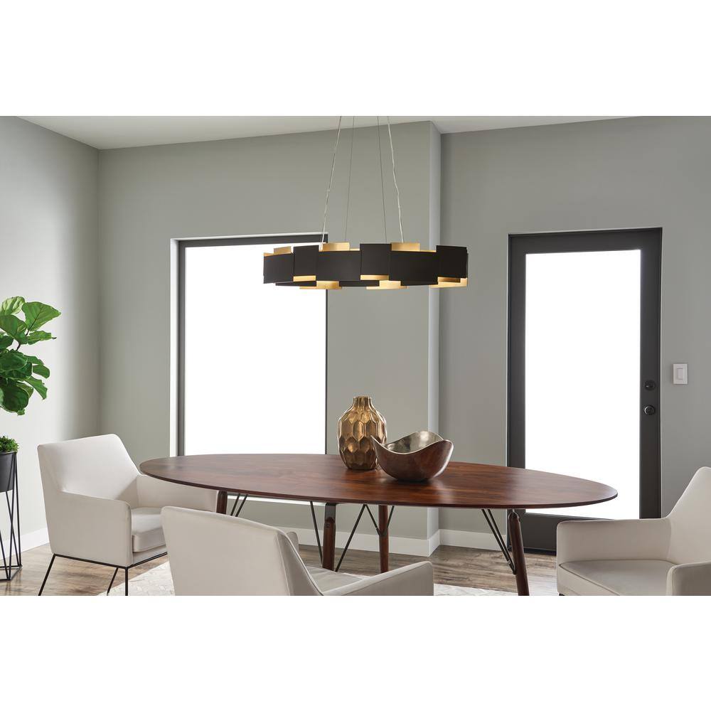 Satin Nickel LED Ambient Drum Chandelier with White Shade