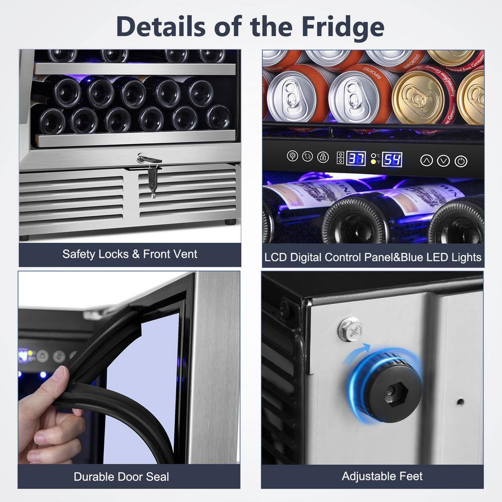 Tittla 24" Stainless Steel Dual Zone Wine and Beverage Cooler