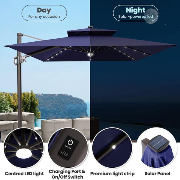 10x6.5ft rectangle outdoor patio aluminium umbrella sun stands 10x6.5ft Rectangle Patio Umbrella with Crank and Steel Frame – Maypex main image 0