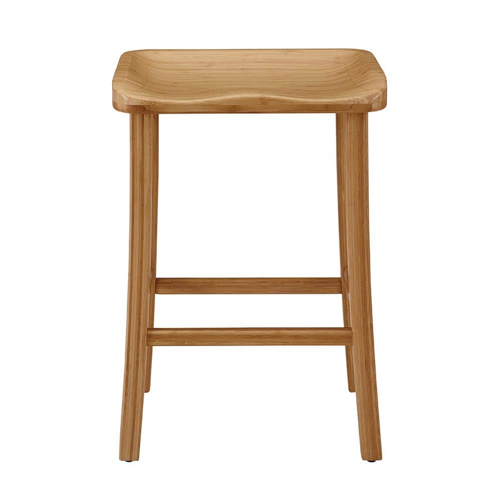 Piper 26 in. Natural Bamboo Counter Height Stool with Bamboo Seat (Set of 2